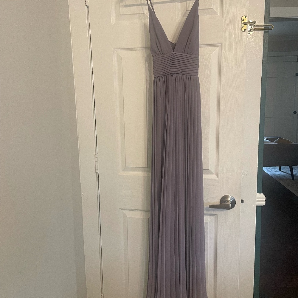 Lulus purple pleated dress, criss cross straps, adjustable, XS